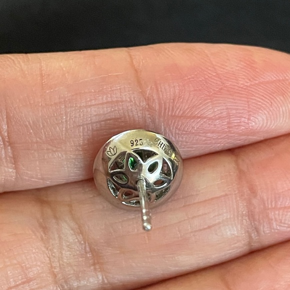 CZ Silver Interchangeable Halo Stud Earrings - Picture 5 of 6